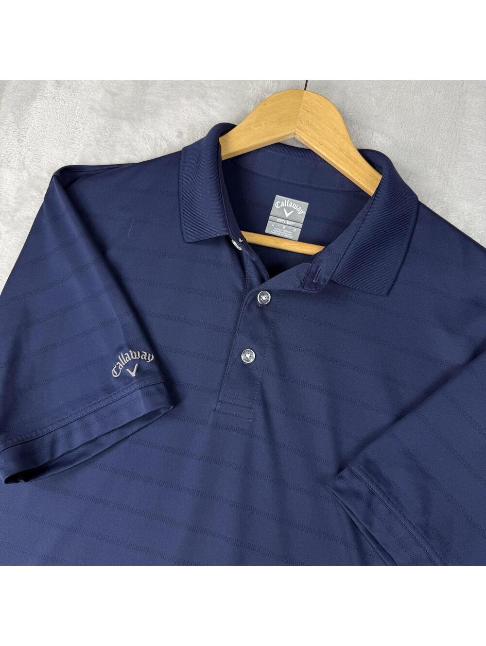 Callaway Opti Dri Golf Polo Navy Striped Performance Shirt SL Men Size L Preppy